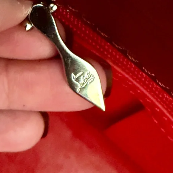 Christian Louboutin Calfskin Spikes Loubinthesky Medium Paloma Tote | Merlot - Picture 14 of 16